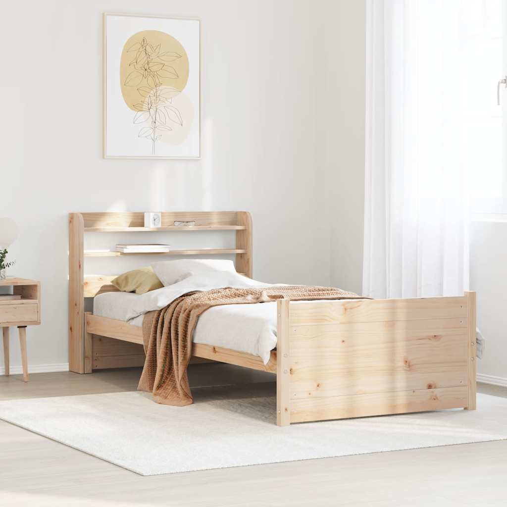 Sängram med huvudgavel 75x190 cm massivt furu