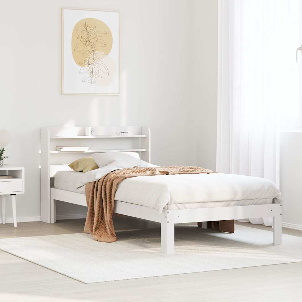 Sängram med huvudgavel utan madrass vit 90x200 cm