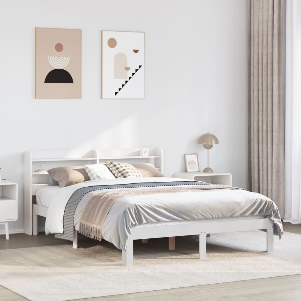 Sängram med huvudgavel utan madrass vit 140x200 cm