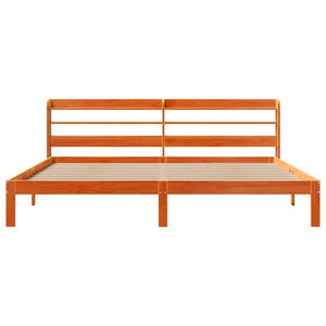 Sängram utan madrass vaxbrun 180x200 cm massiv furu