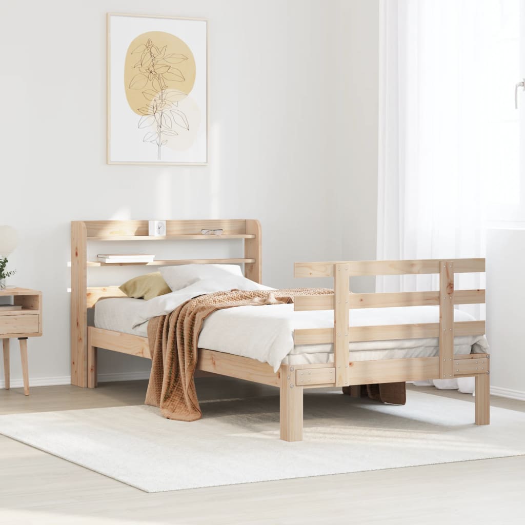 Sängram med huvudgavel 90x190 cm massiv furu