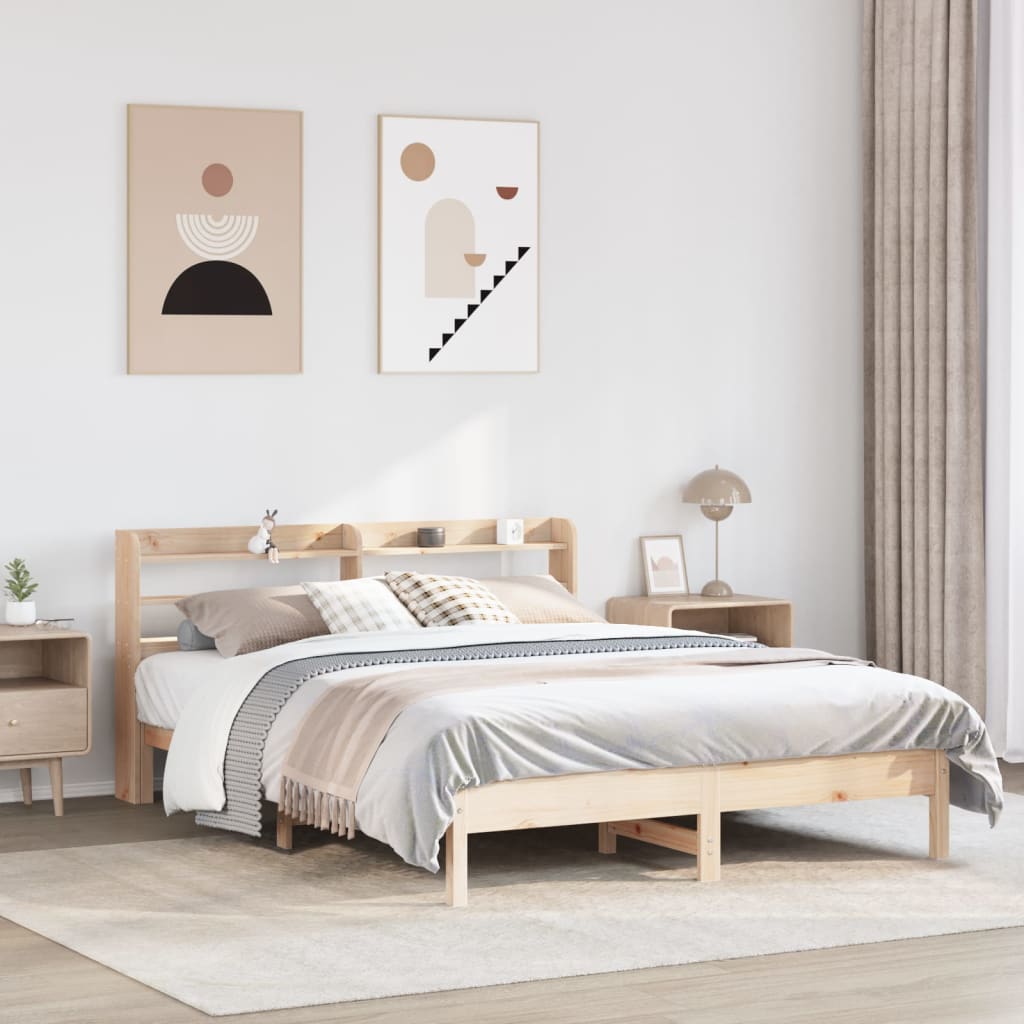 Sängram utan madrass 150x200 cm massiv furu