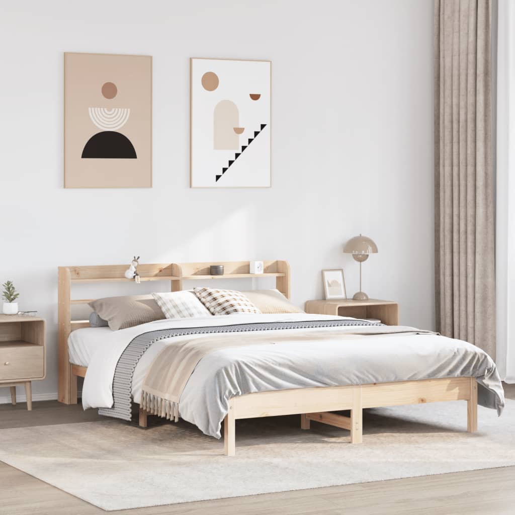 Sängram utan madrass 135x190 cm massiv furu