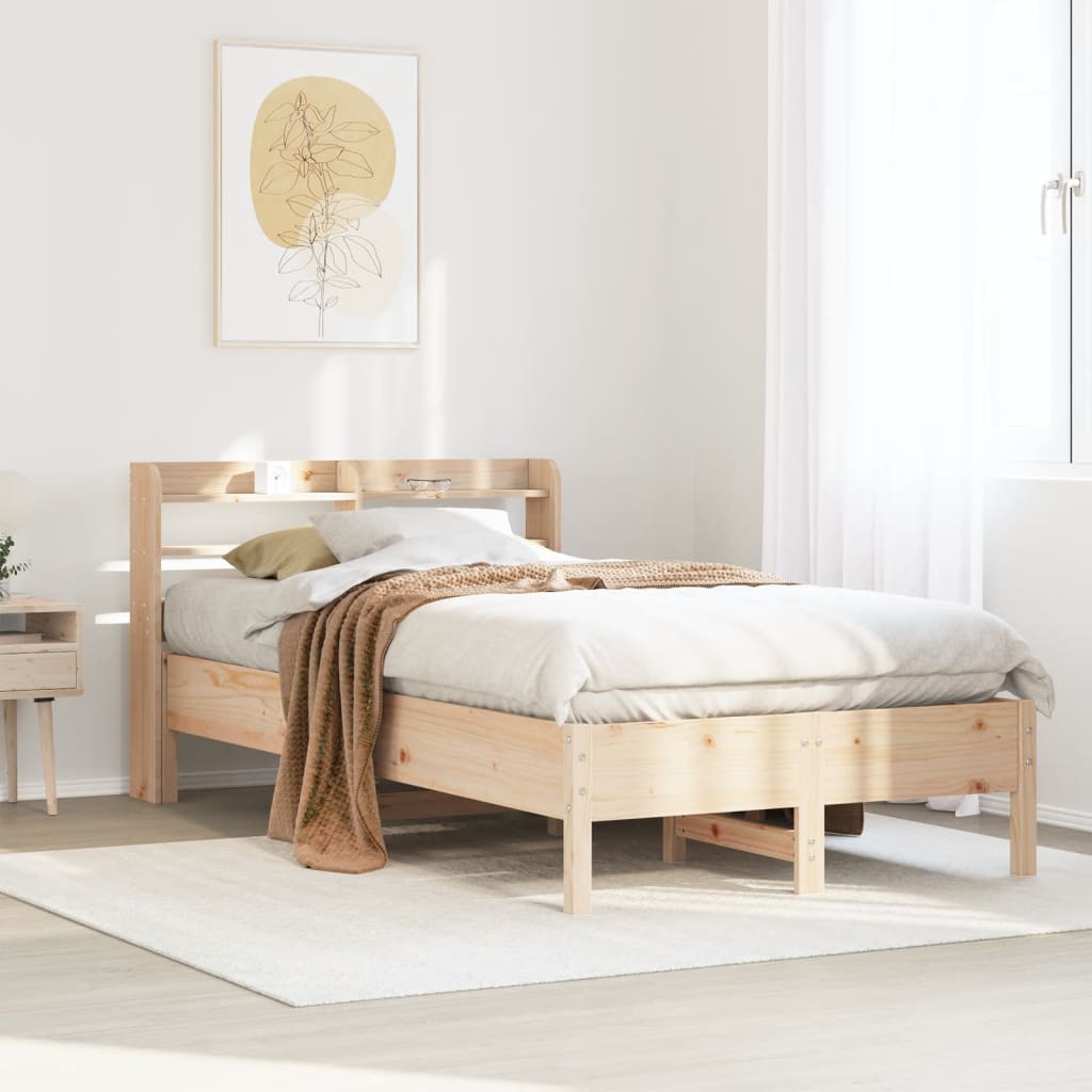Sängram utan madrass 75x190 cm massiv furu