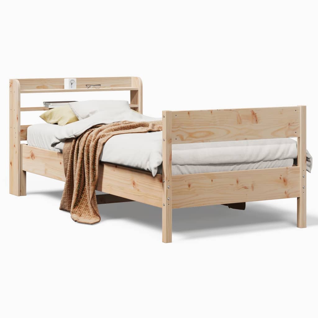 Sängram utan madrass 75x190 cm massiv furu
