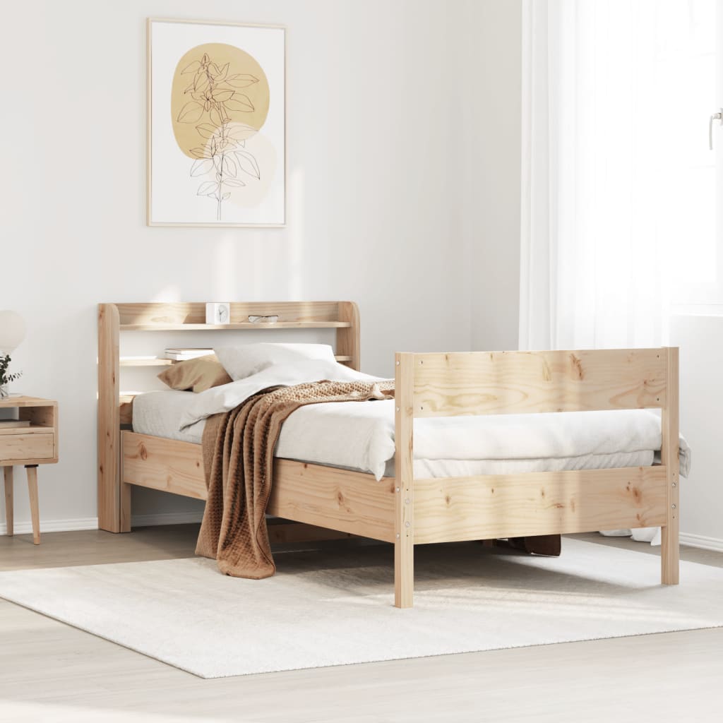 Sängram utan madrass 75x190 cm massiv furu