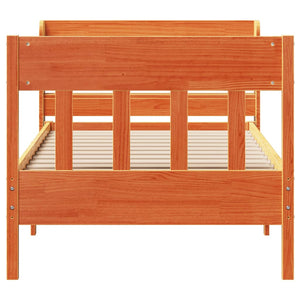 Sängram utan madrass vaxbrun 100x200 cm massiv furu