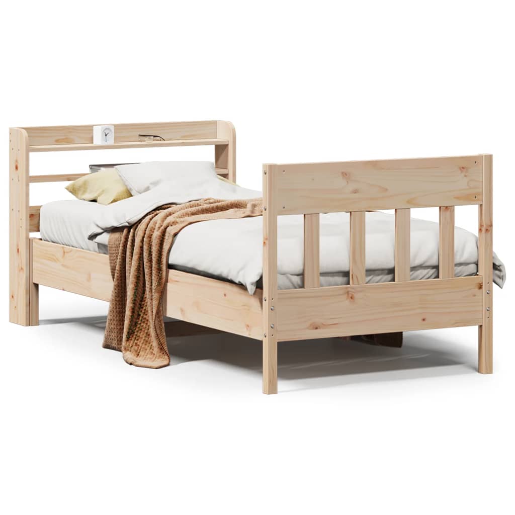 Sängram utan madrass 75x190 cm massiv furu
