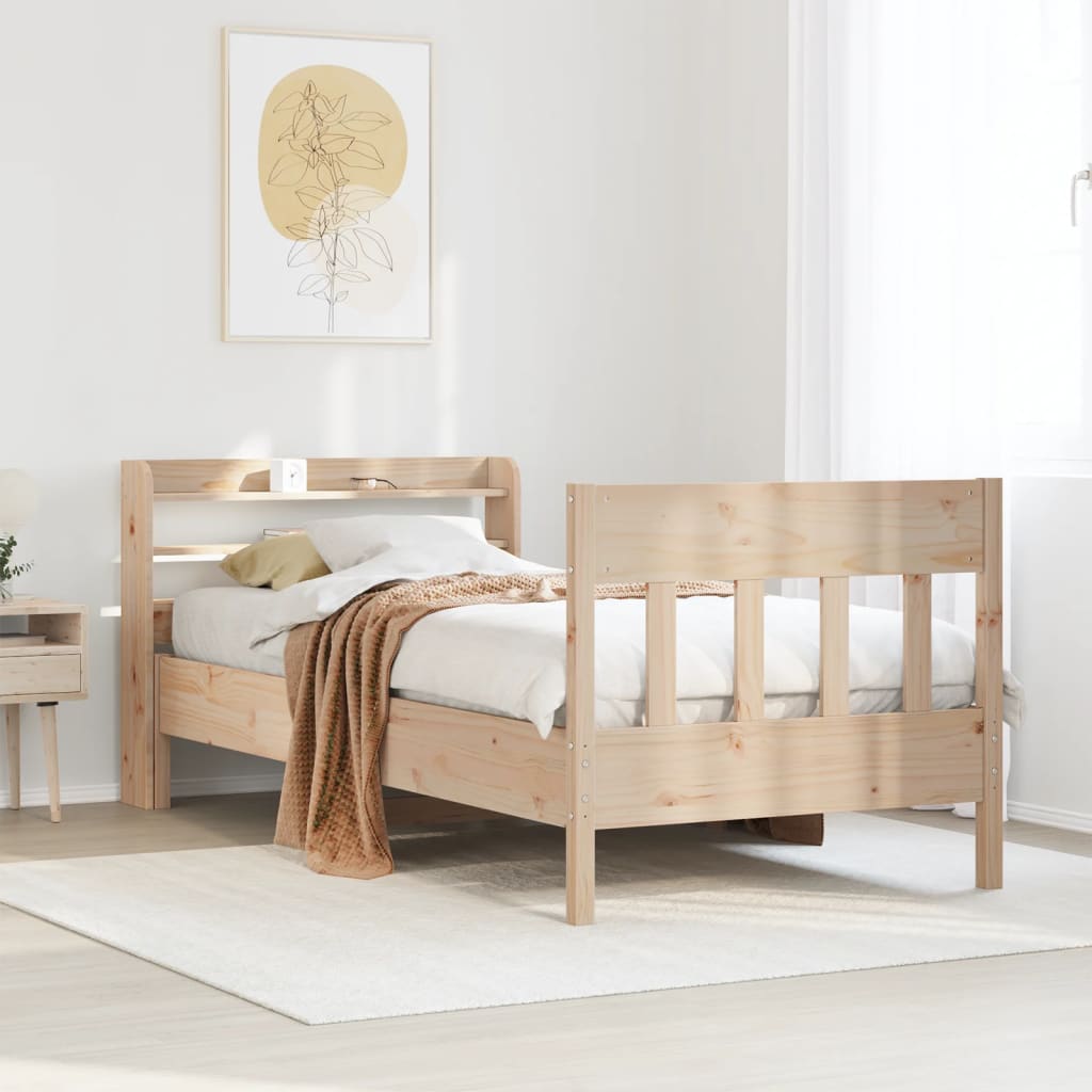 Sängram utan madrass 75x190 cm massiv furu