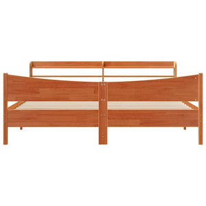 Sängram med huvudgavel vaxbrun 180x200 cm massiv furu
