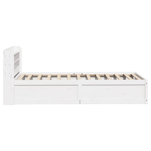 Sängram med huvudgavel vit 75x190 cm massivt furu