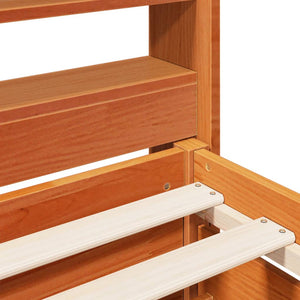 Sängram utan madrass vaxbrun 120x200 cm massiv furu