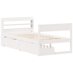 Sängram utan madrass vit 100x200 cm massiv furu