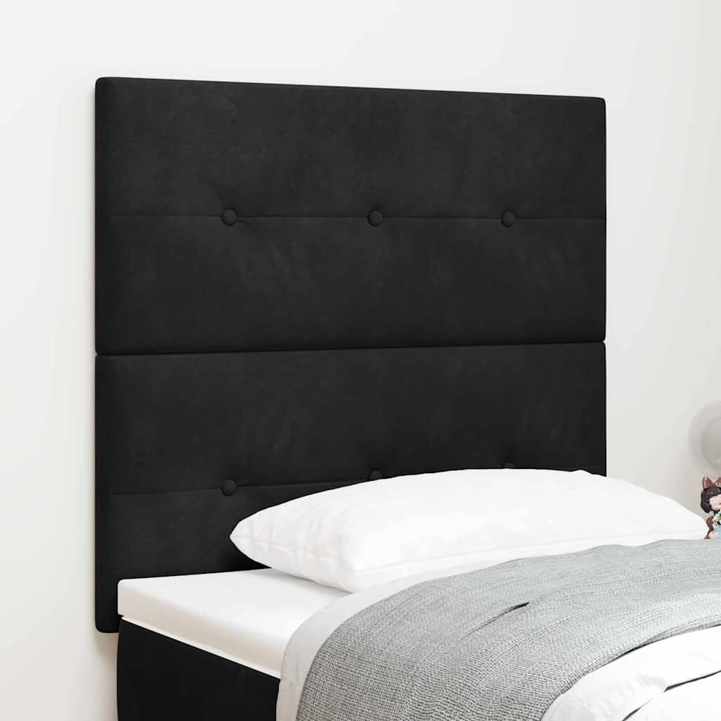 LED huvuddyna med LED-ljusslingor Svart 80 cm Sammet