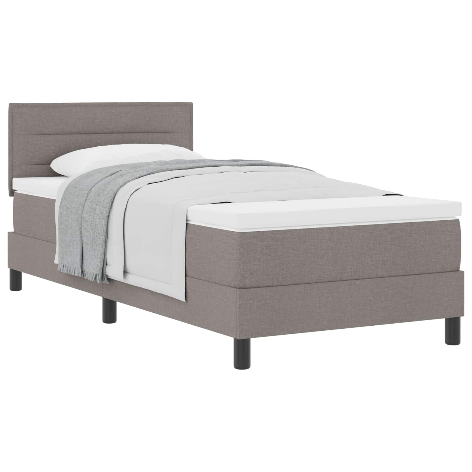 Bäddfjäder med huvudgavel Taupe 90 x 200 cm tyg