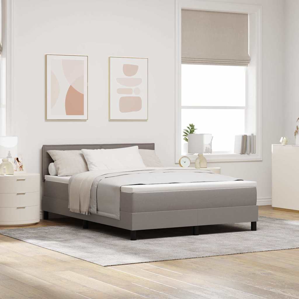 Bäddfjäder med huvudgavel Taupe 140 x 190 cm tyg