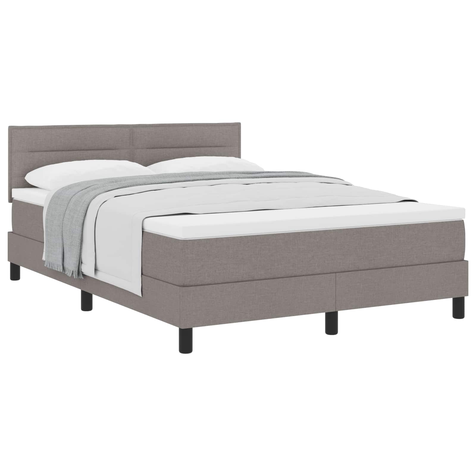 Bäddfjäder med huvudgavel Taupe 140 x 190 cm tyg