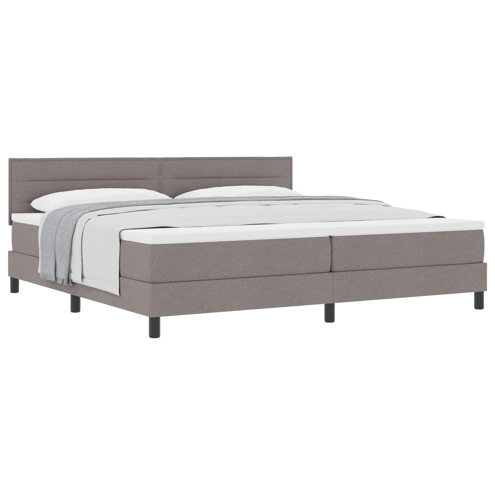 Bäddfjäder med kudde med huvudgavel Taupe 200 x 200 cm tyg