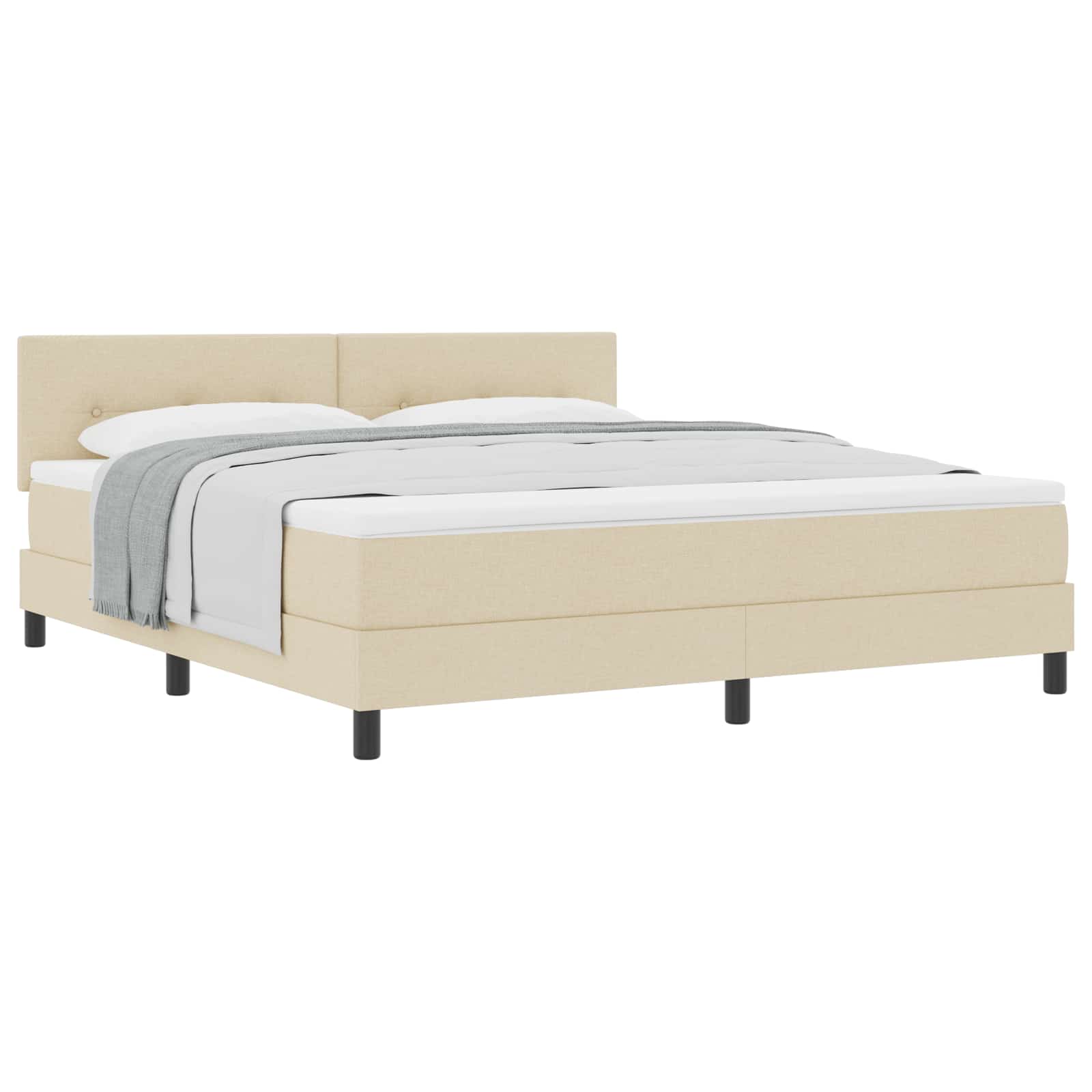 Bäddfjäder med huvudgavel Kräm 180 x 200 cm tyg