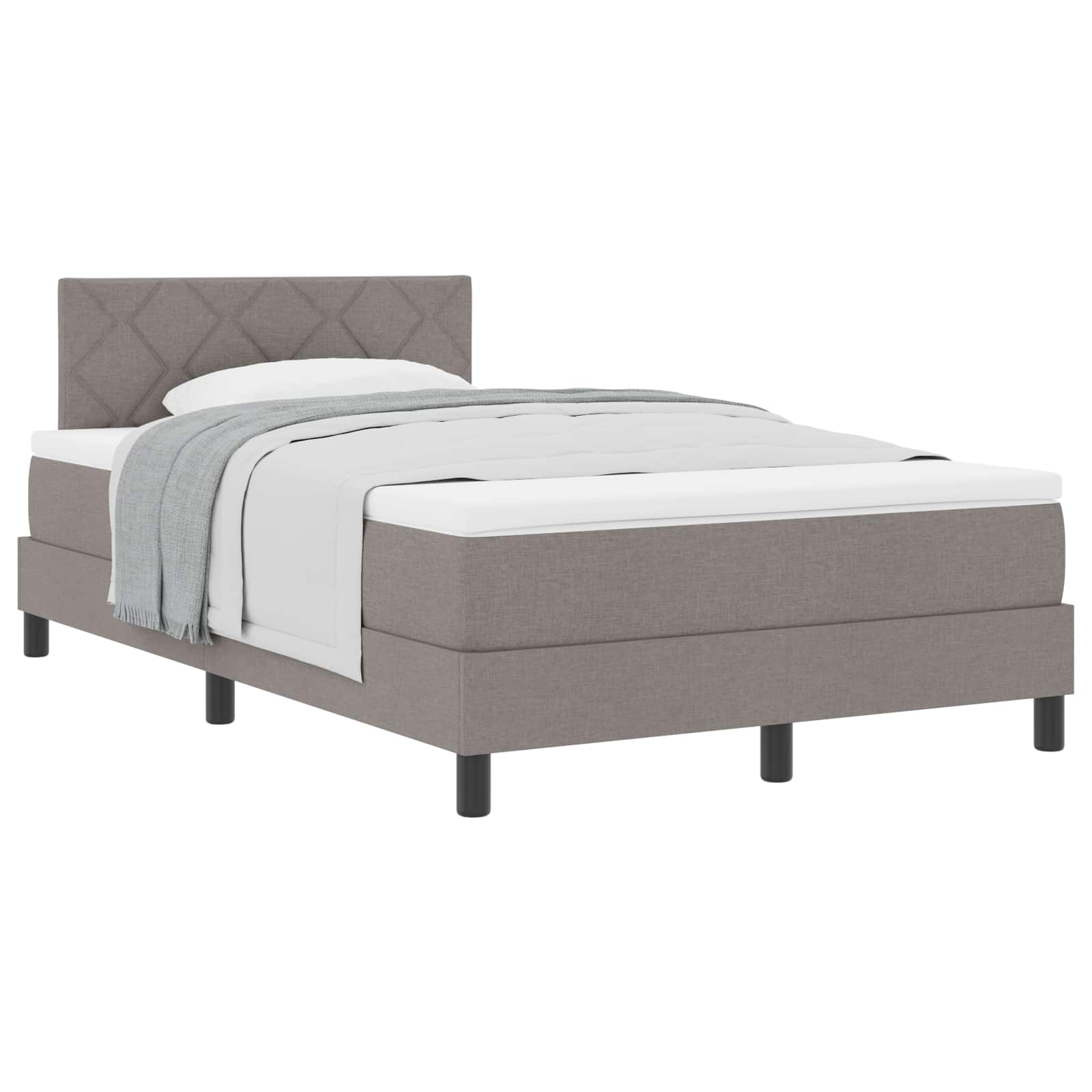 Bäddfjäder med huvudgavel Taupe 120 x 190 cm tyg