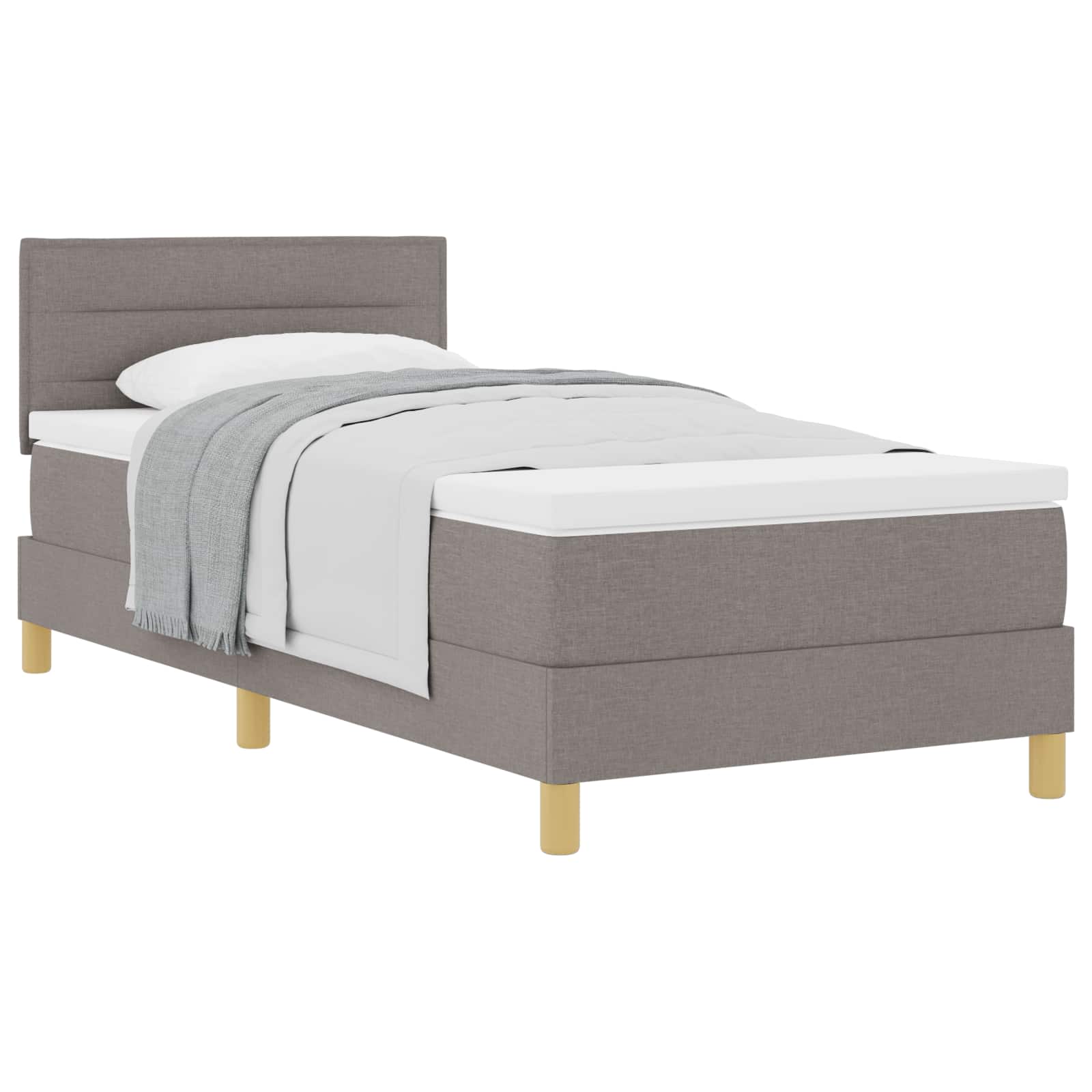 Bäddfjäder med kudde med huvudgavel Taupe 80 x 200 cm tyg