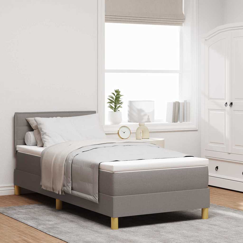 Bäddfjäder med kudde med huvudgavel Taupe 90 x 200 cm tyg