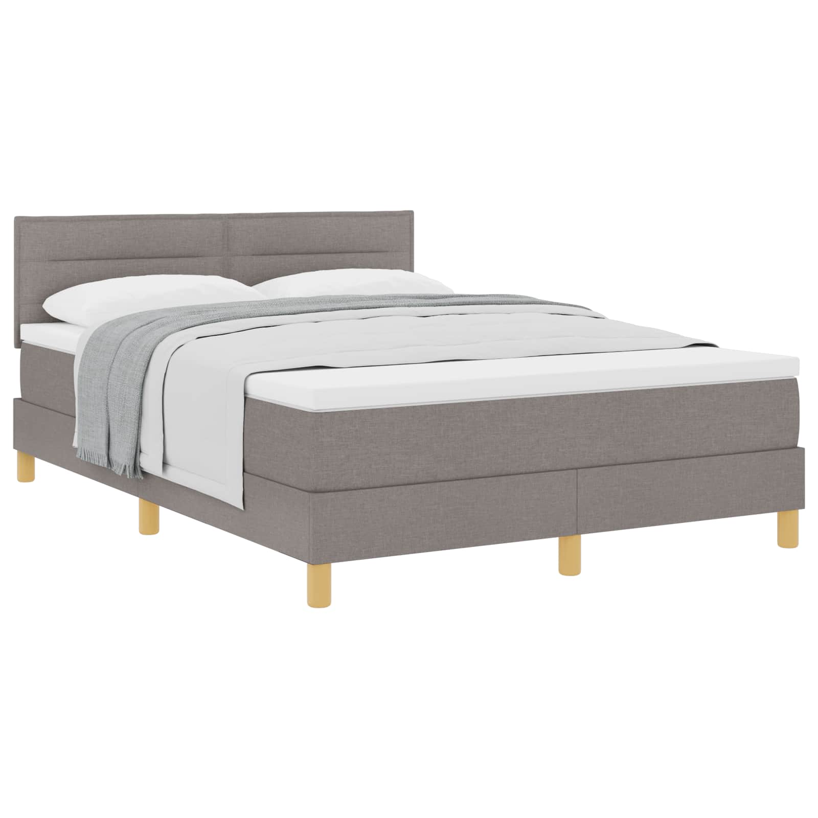 Bäddfjäder med kudde med huvudgavel Taupe 140 x 190 cm tyg