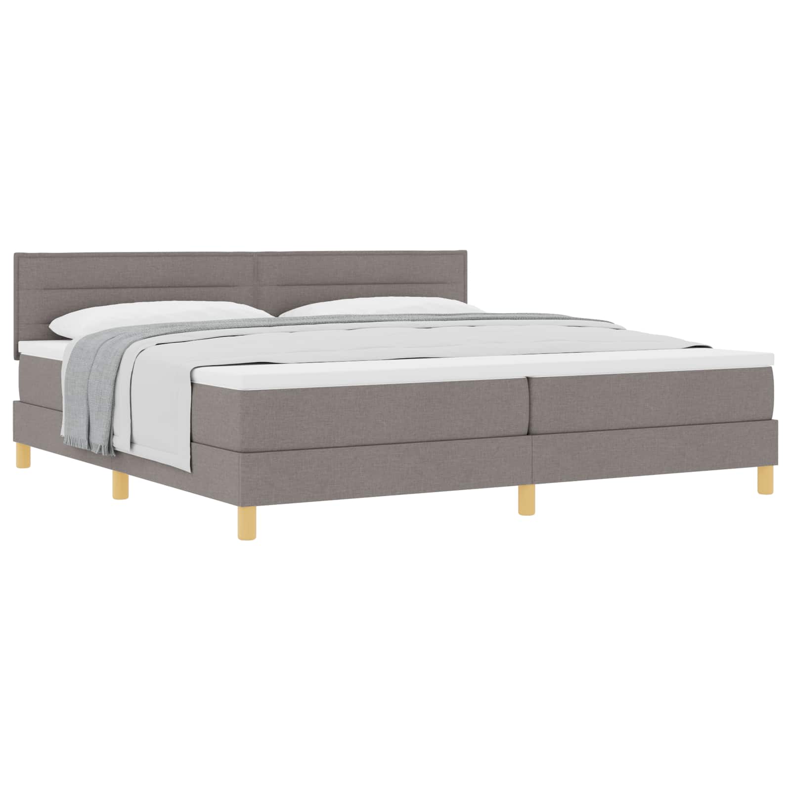 Bäddfjäder med kudde med huvudgavel Taupe 200 x 200 cm tyg