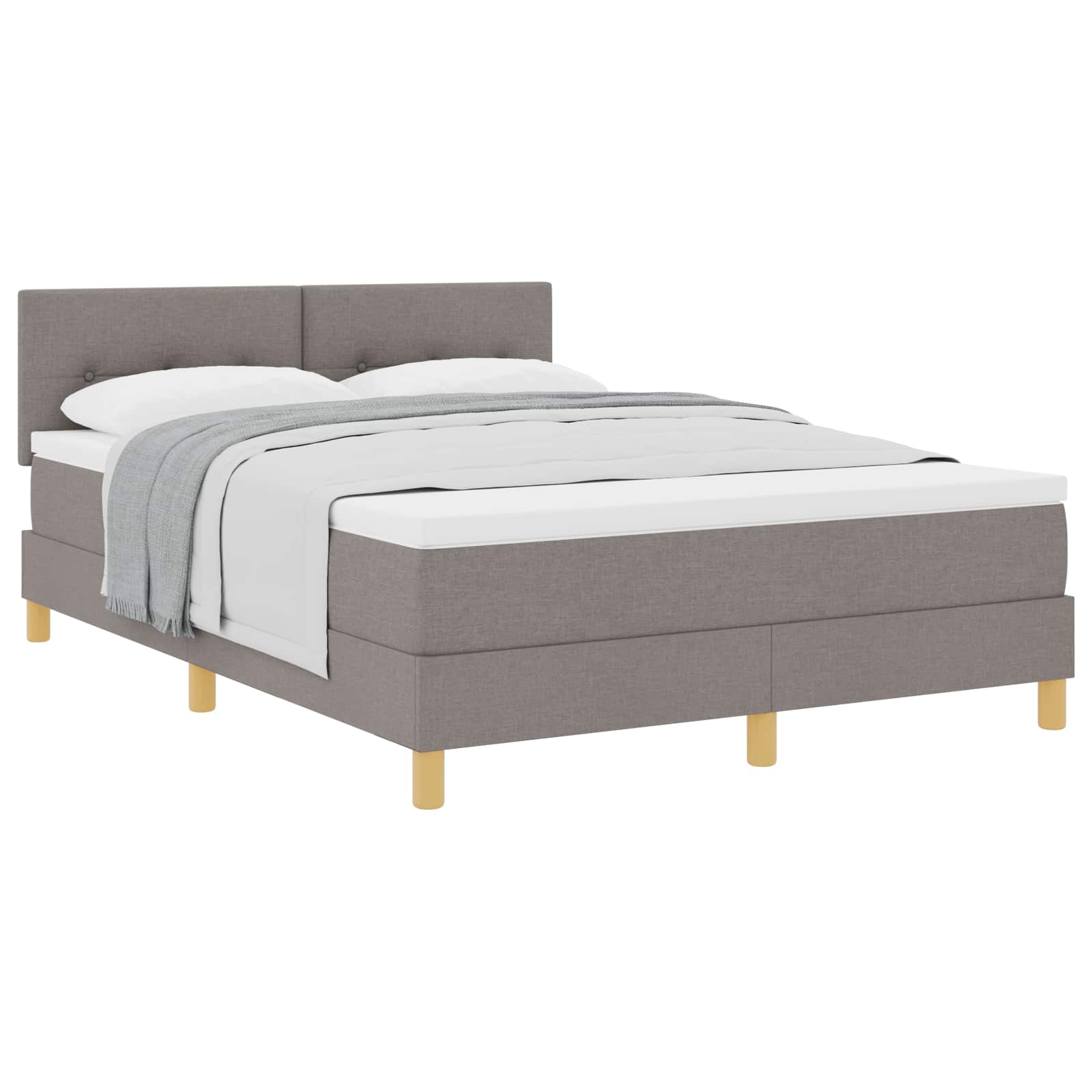 Bäddfjäder med kudde med huvudgavel Taupe 140 x 190 cm tyg