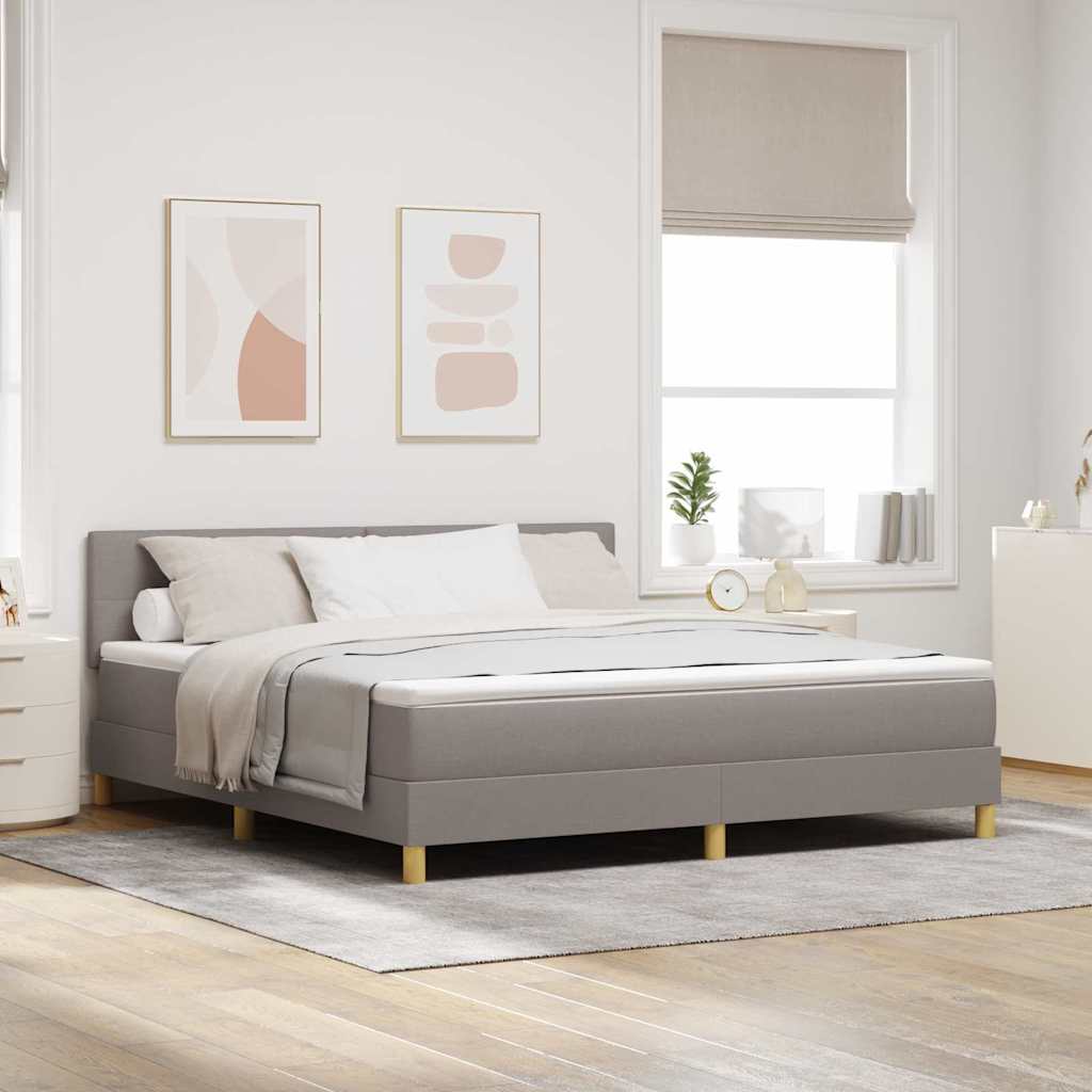 Bäddfjäder med kudde med huvudgavel Taupe 180 x 200 cm tyg