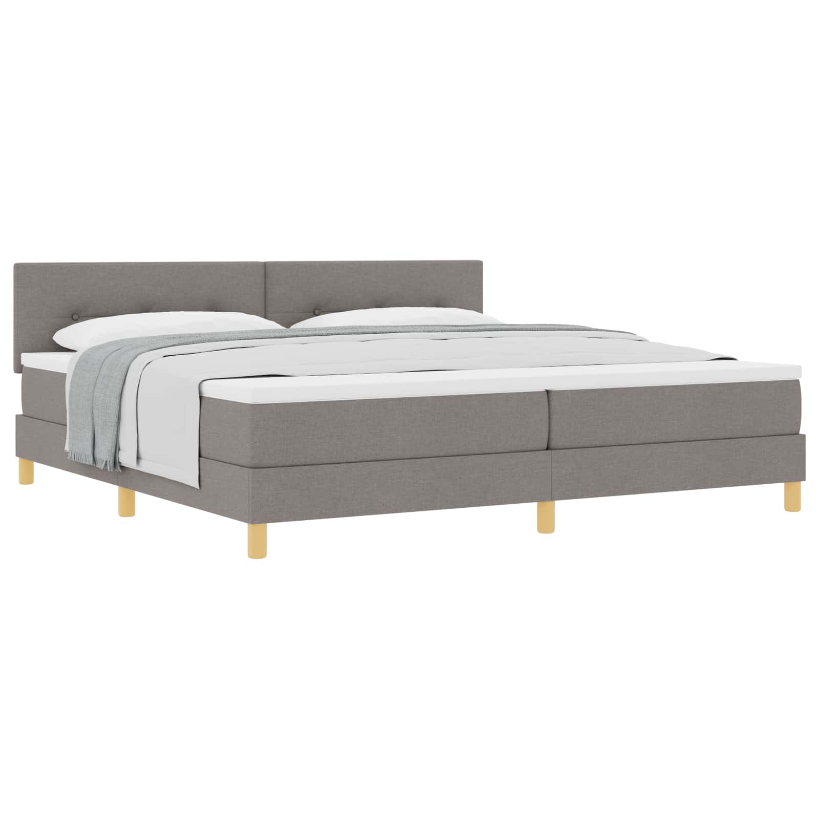 Bäddfjäder med kudde med huvudgavel Taupe 200 x 200 cm tyg