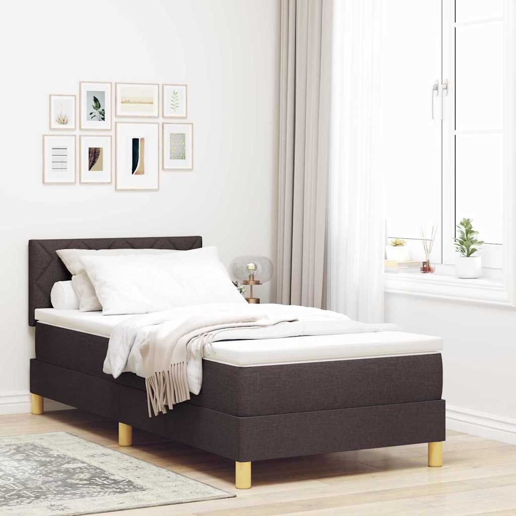 Bäddfjäder med kudde med huvudgavel Mörkbrun 90 x 190 cm tyg