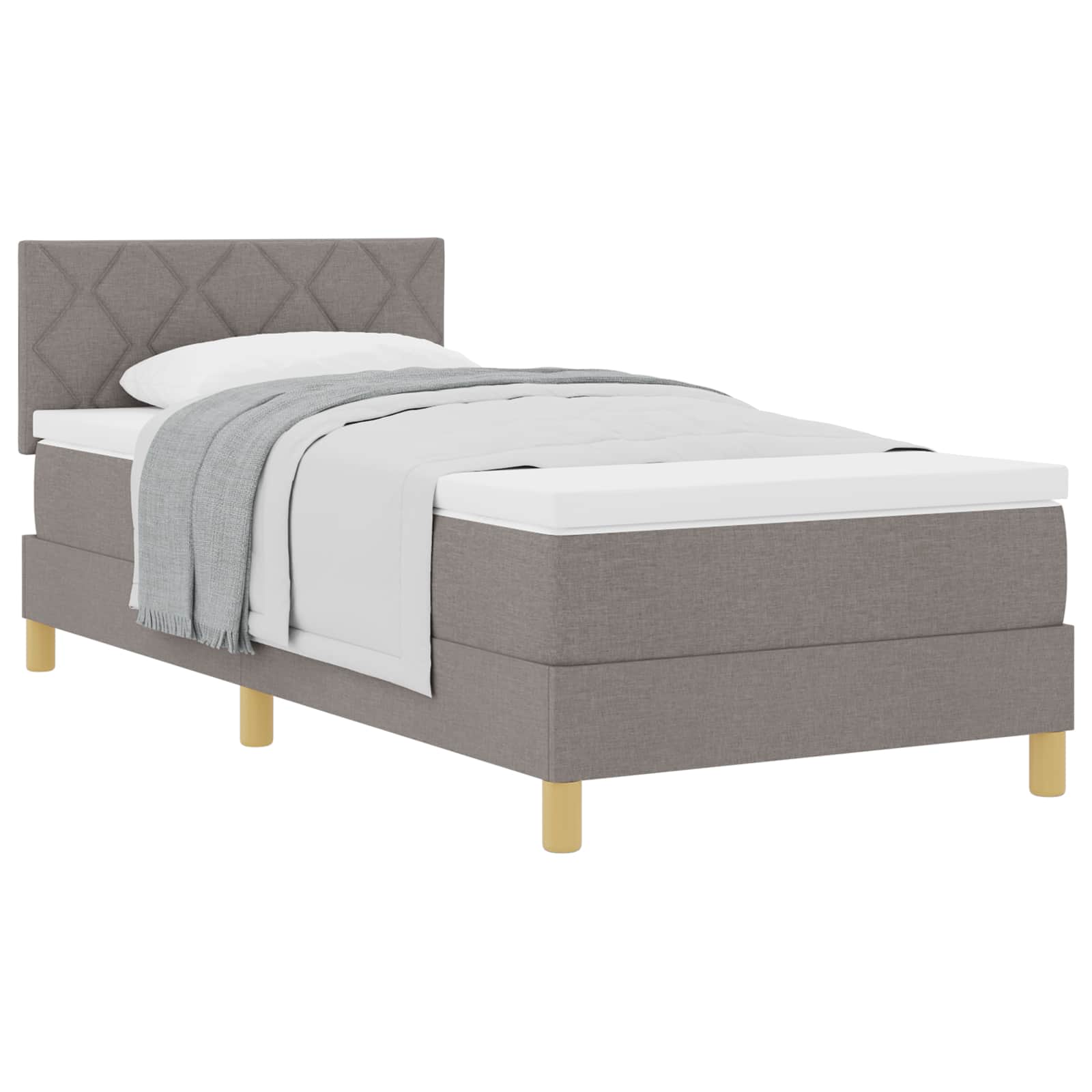 Bäddfjäder med kudde med huvudgavel Taupe 90 x 200 cm tyg