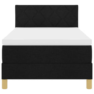 Bäddfjäder med madrass med huvudgavel Svart 100 x 200 cm tyg