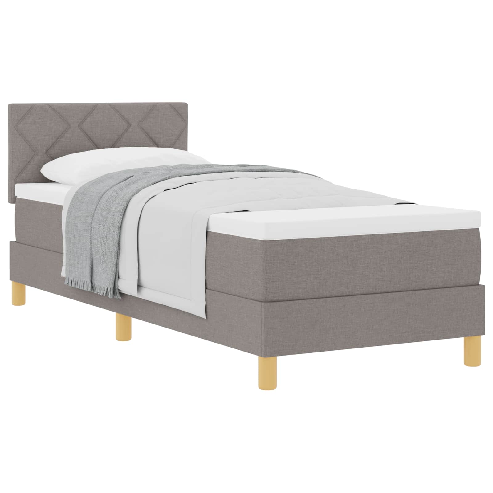 Bäddfjäder med kudde med huvudgavel Taupe 100 x 200 cm tyg
