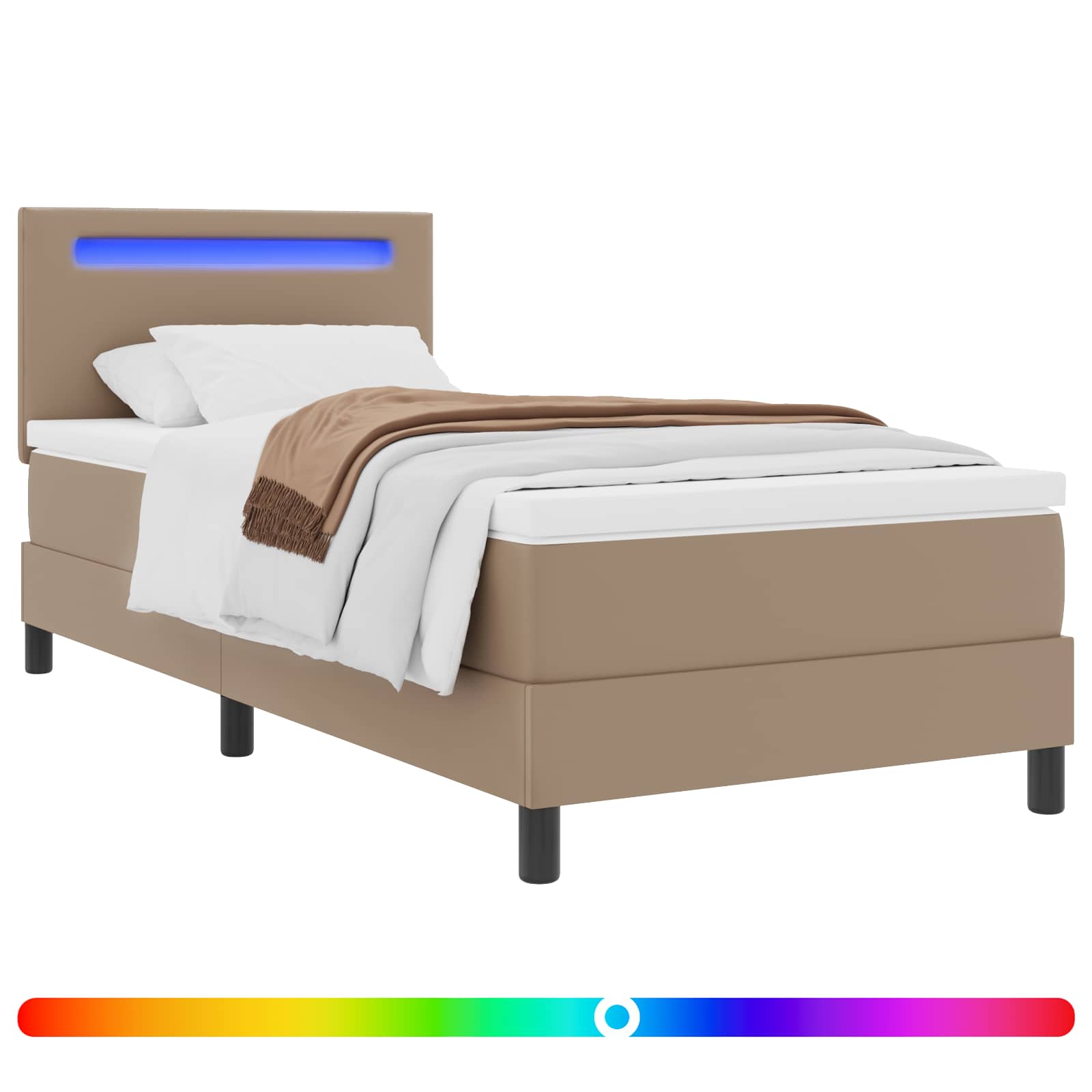 Bäddfjäder med madrass Cappuccino 90 x 200 cm Konstläder