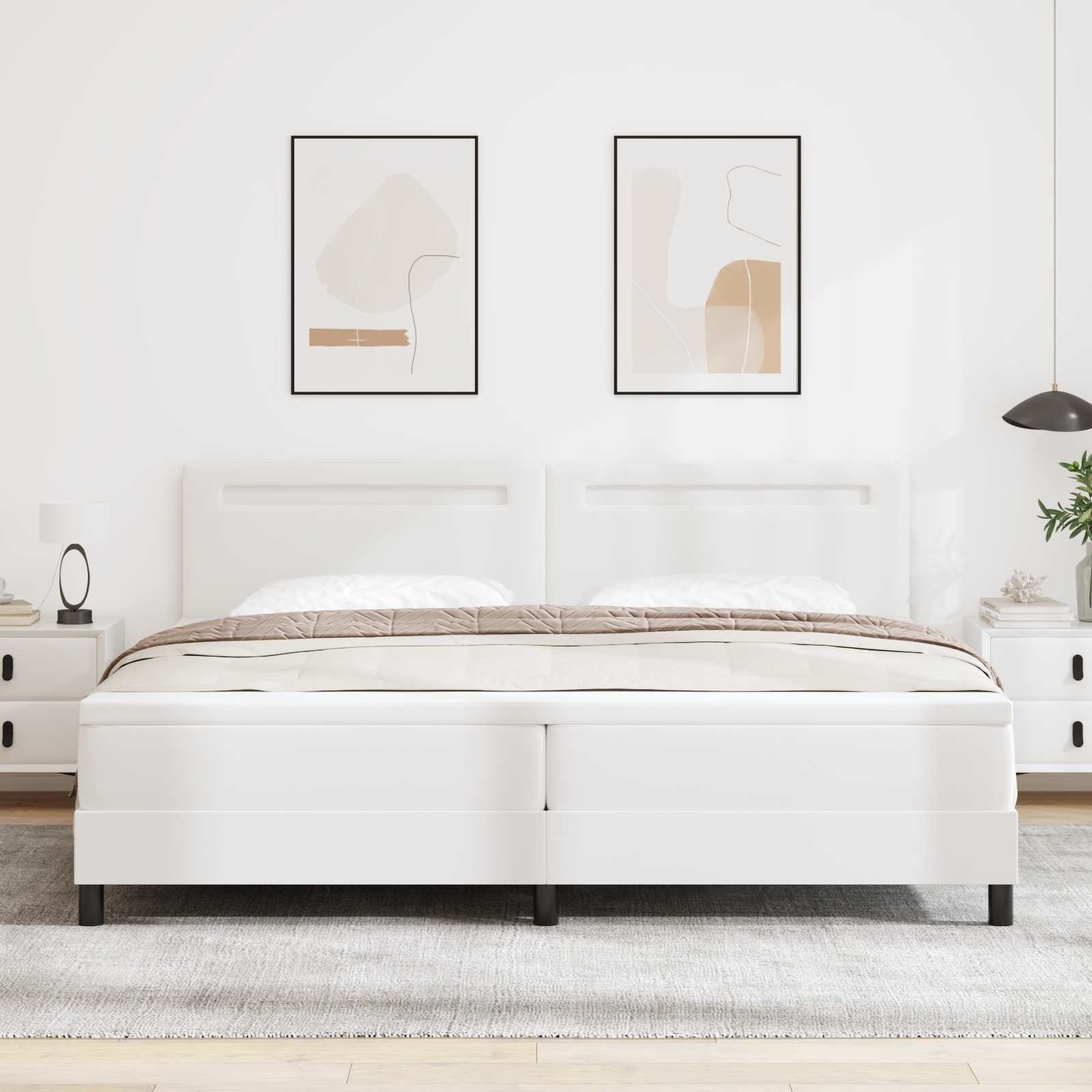 Bäddfjäder med madrass med led Vit 200 x 200 cm Konstläder