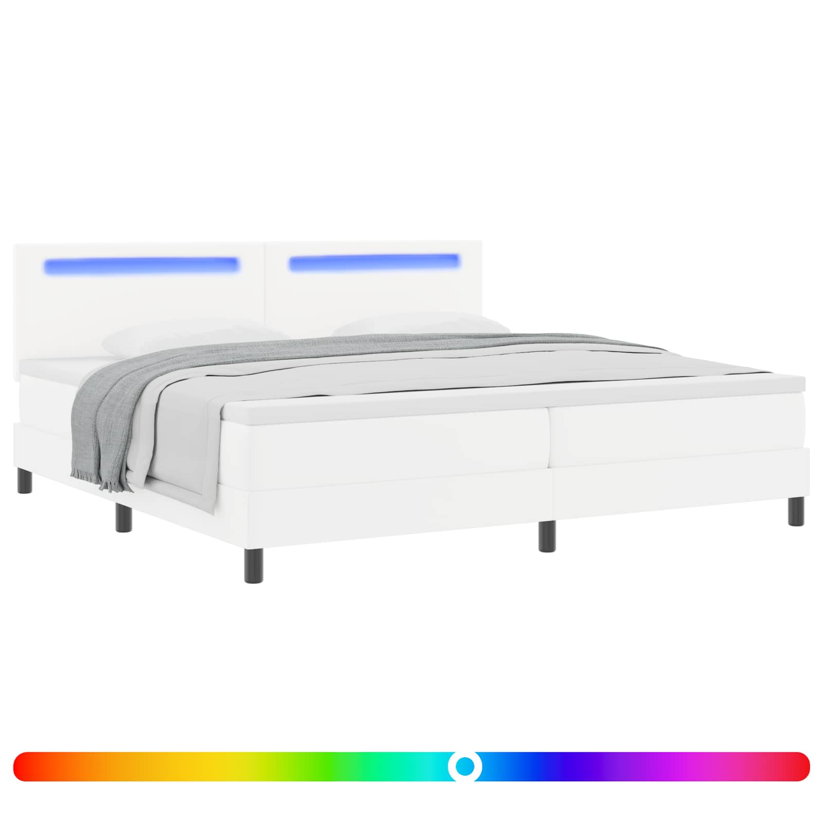 Bäddfjäder med madrass med led Vit 200 x 200 cm Konstläder