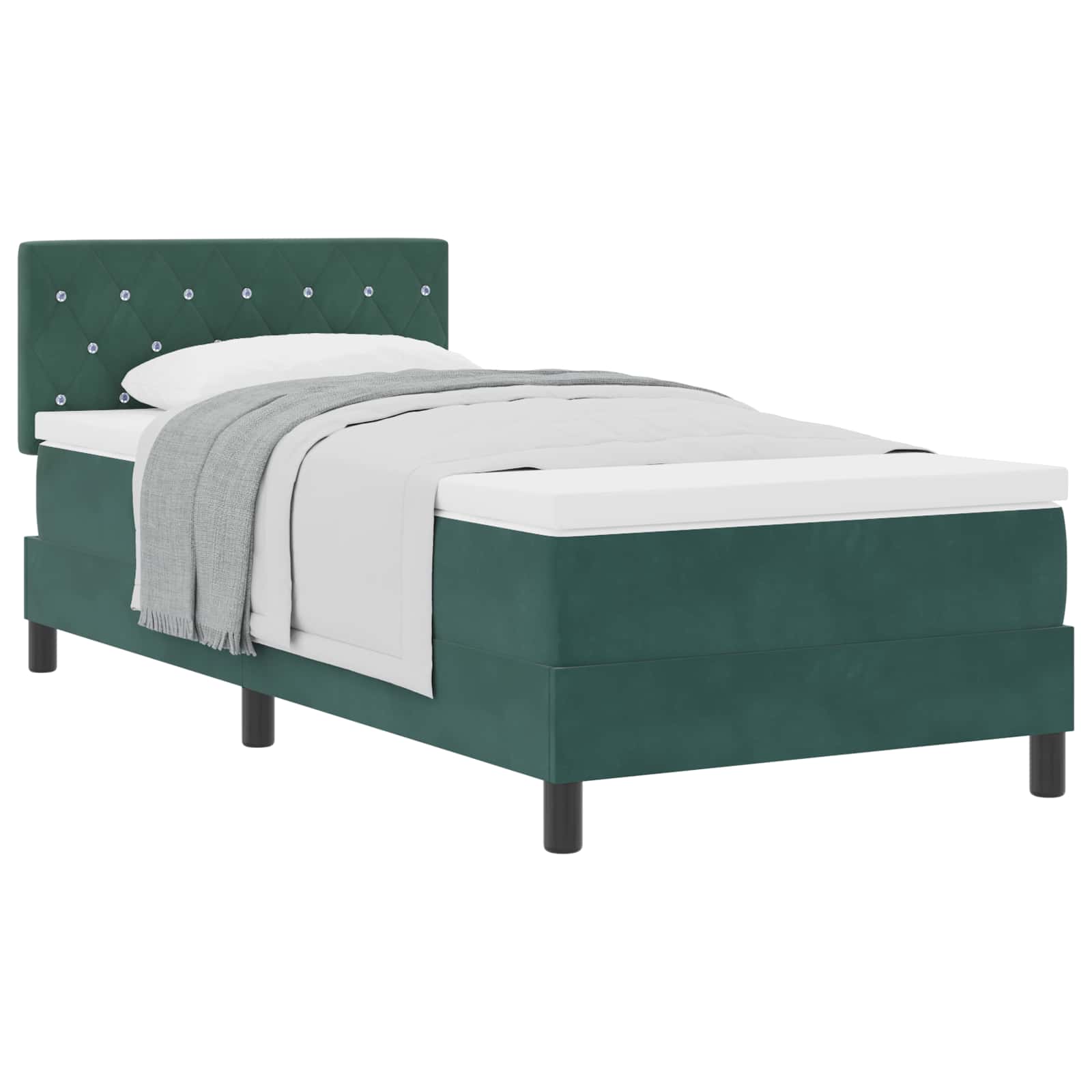 Bäddfjäder med madrass Mörkgrön 90 x 200 cm Sammet