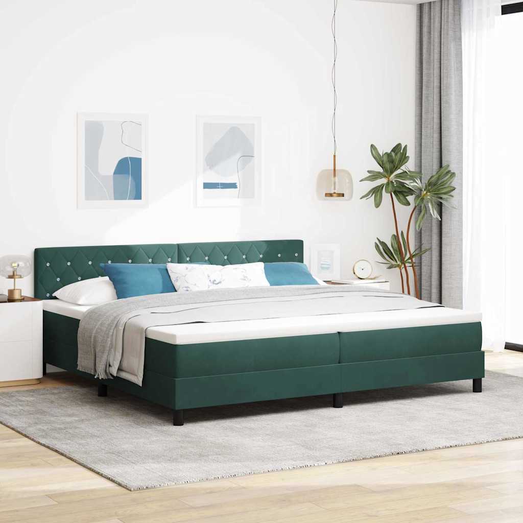 Bäddfjäder med madrass Mörkgrön 200 x 200 cm Sammet