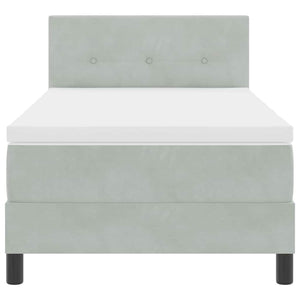 Bäddfjäder med madrass Ljusgrå 80 x 200 cm Sammet