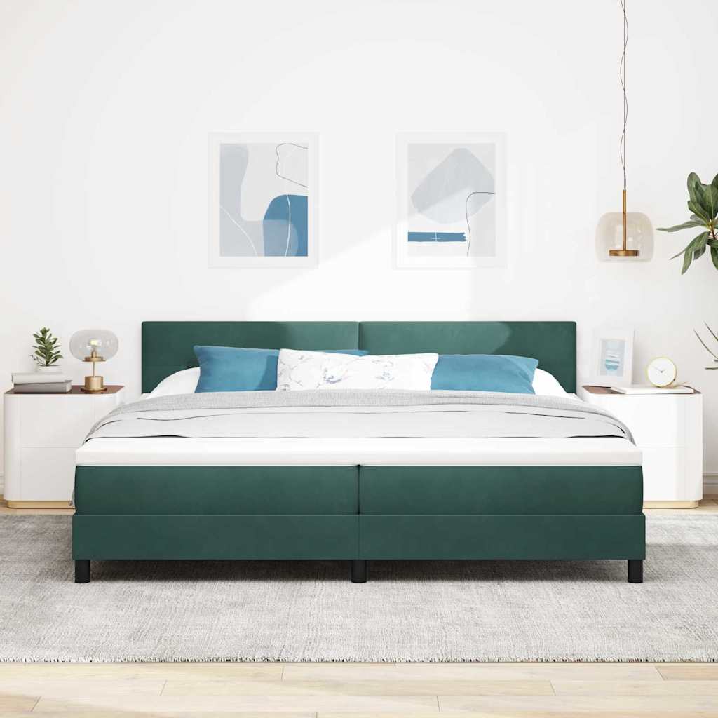 Bäddfjäder med huvudgavel Mörkgrön 200 x 200 cm Sammet