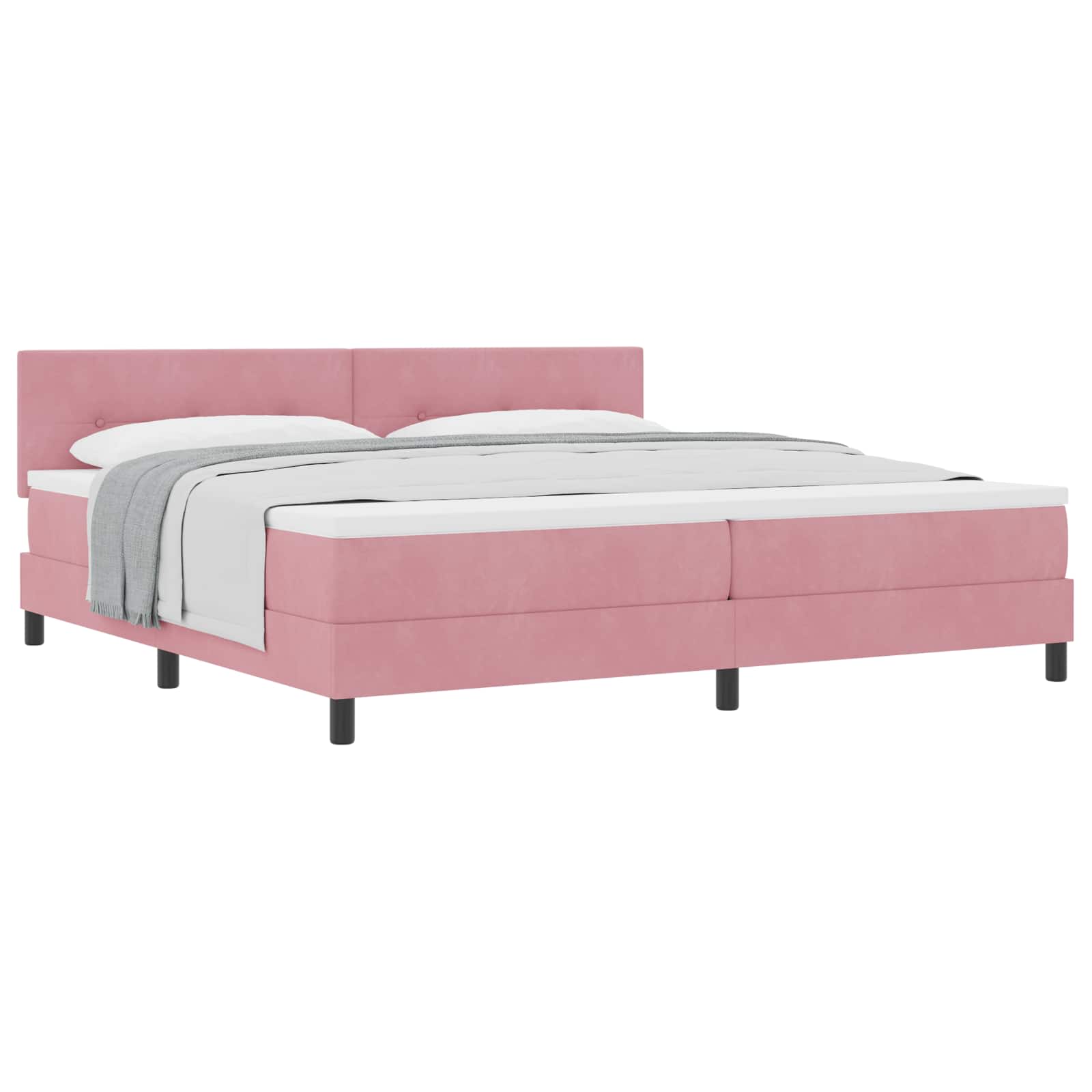 Bäddfjäder med huvudgavel Rosa 200 x 200 cm Sammet