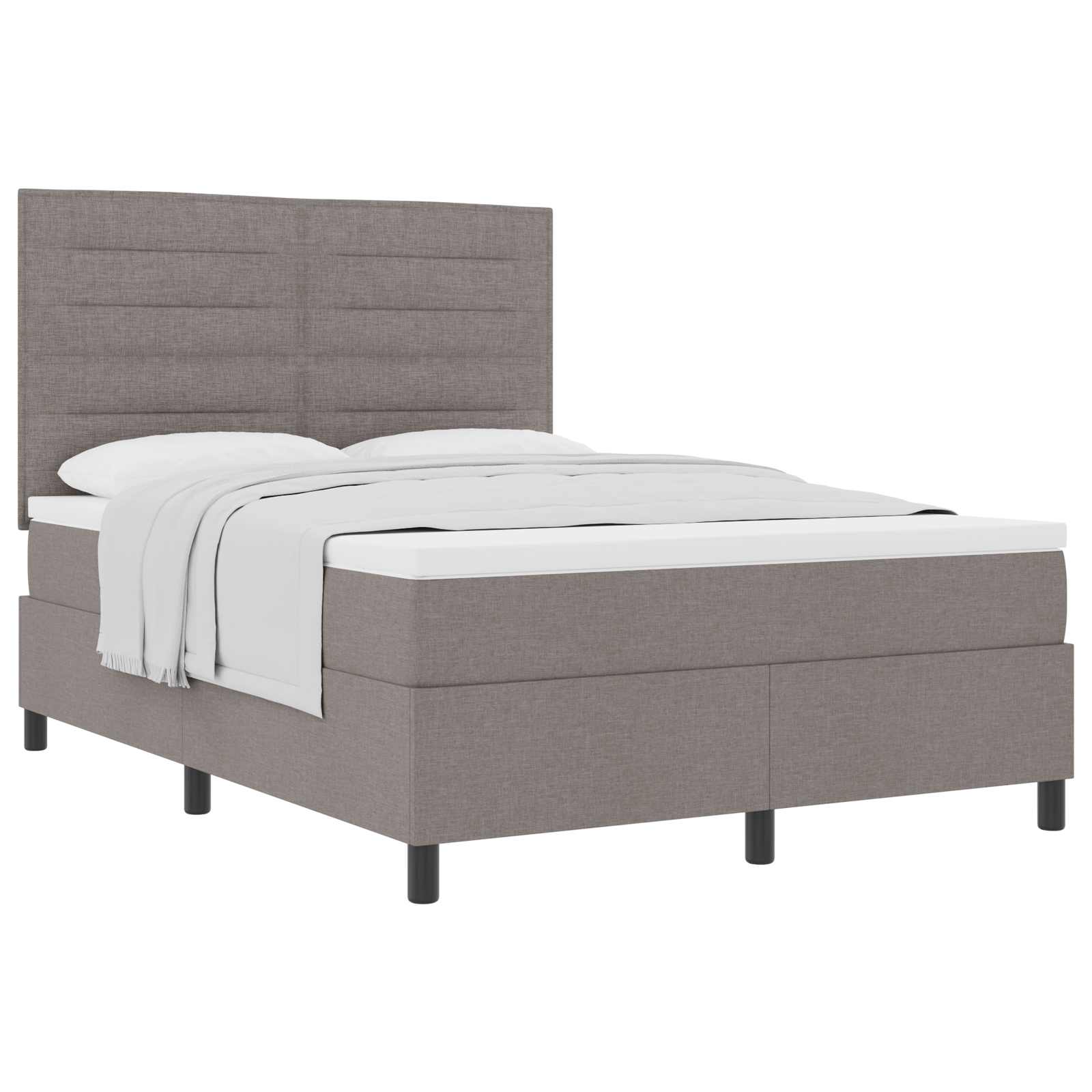 Bäddfjäder med madrass med huvudgavel Taupe 140 x 190 cm tyg