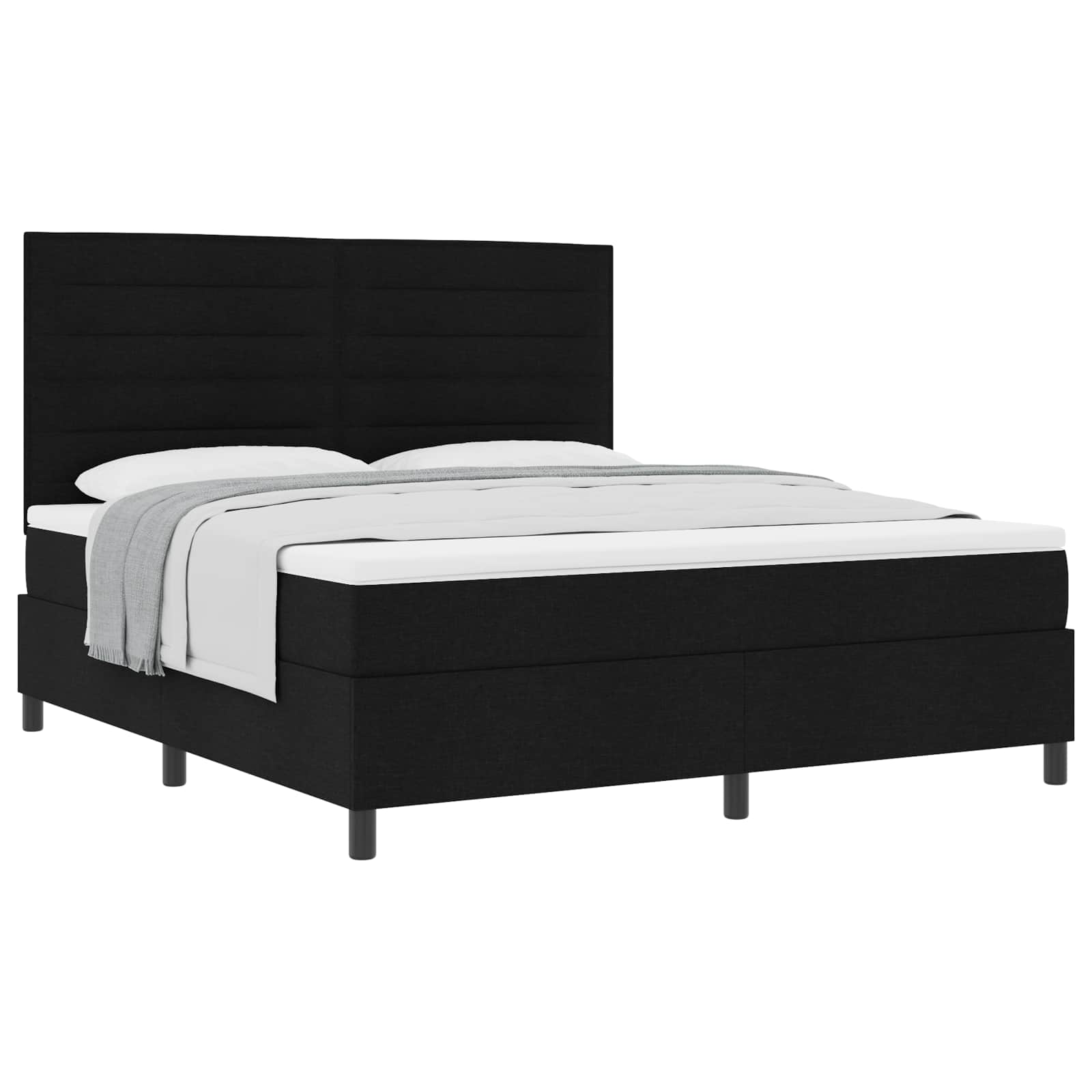Bäddfjäder med madrass med huvudgavel Svart 180 x 200 cm tyg