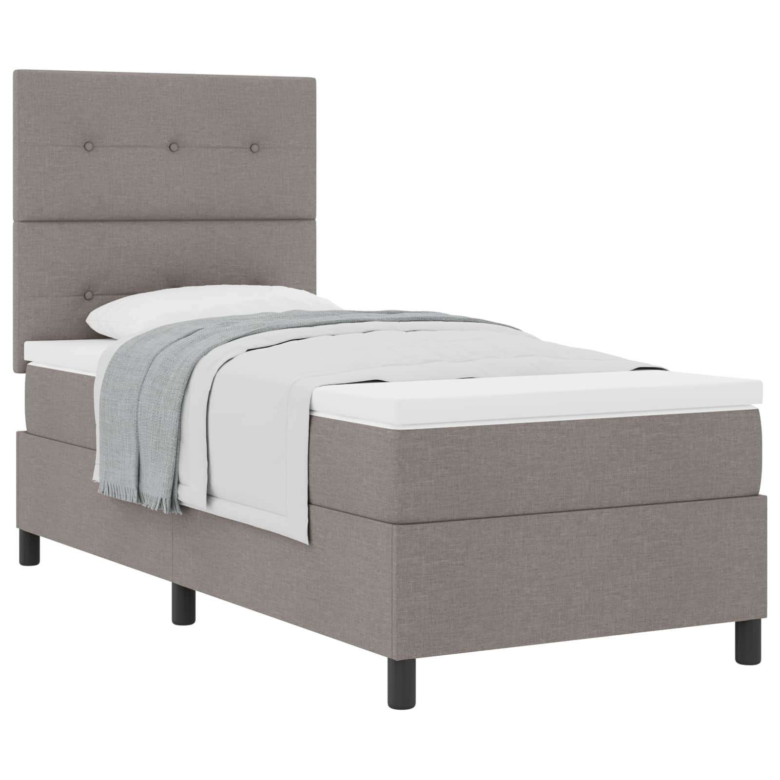 Bäddfjäder med huvudgavel Taupe 90 x 190 cm tyg
