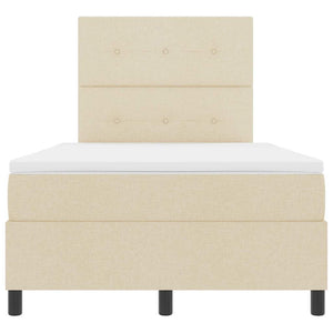 Bäddfjäder med madrass med huvudgavel Kräm 120 x 200 cm tyg