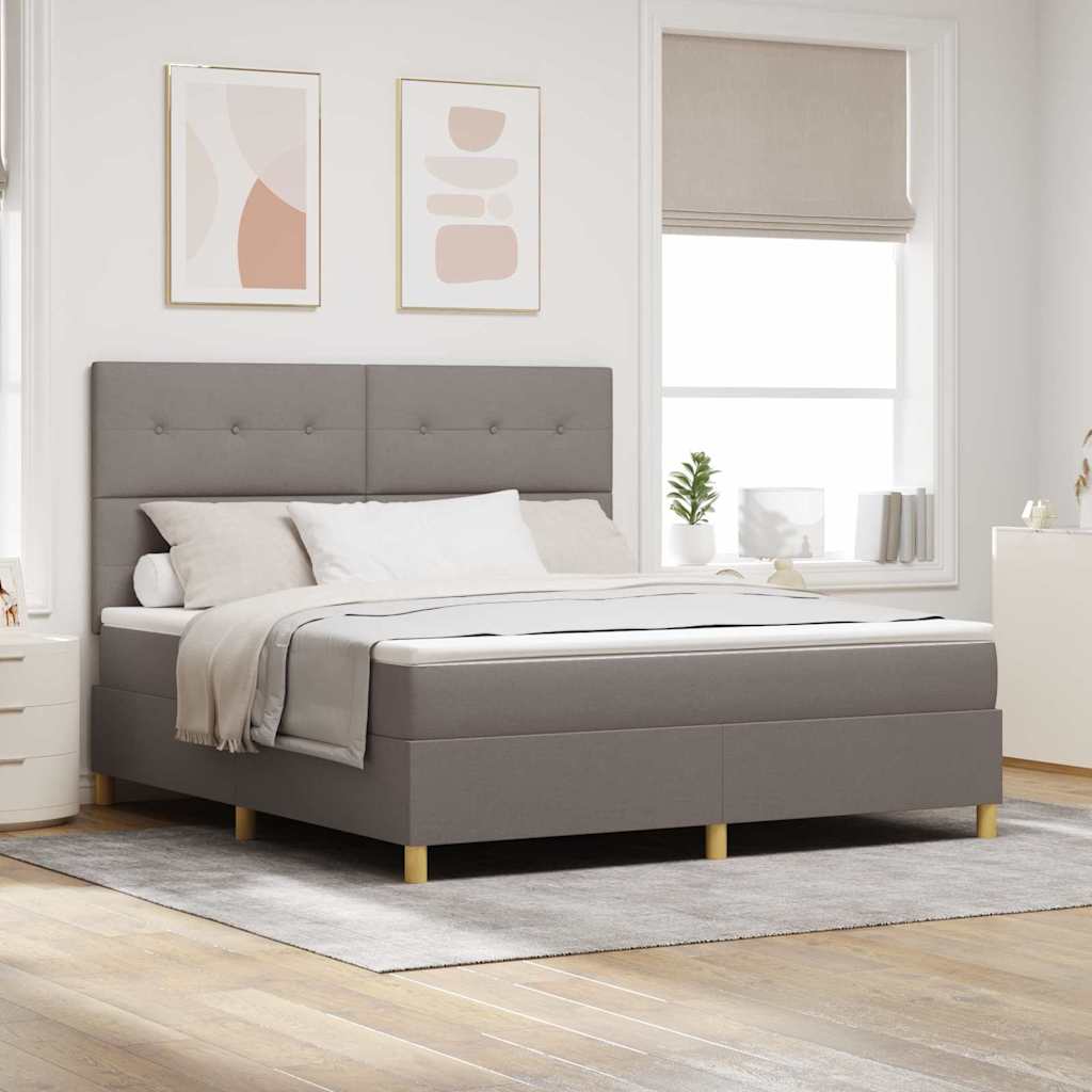 Bäddfjäder med huvudgavel Taupe 180 x 200 cm tyg
