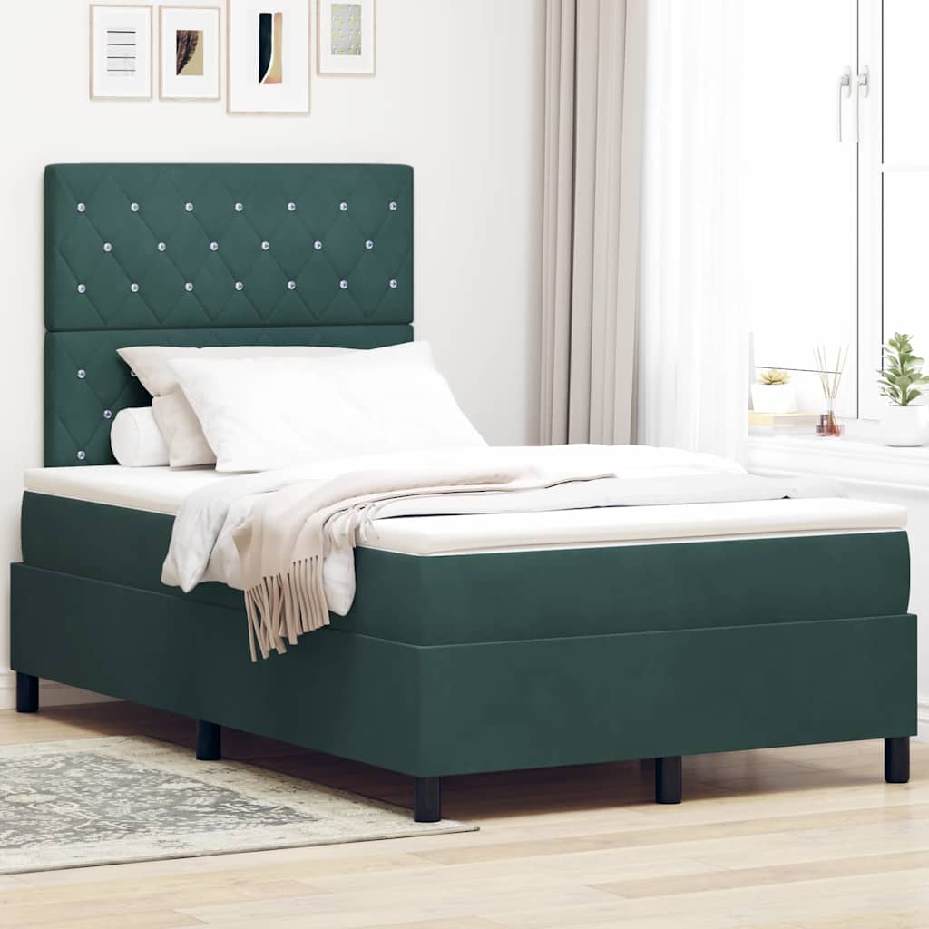 Bäddfjäder med madrass Mörkgrön 120 x 190 cm Sammet