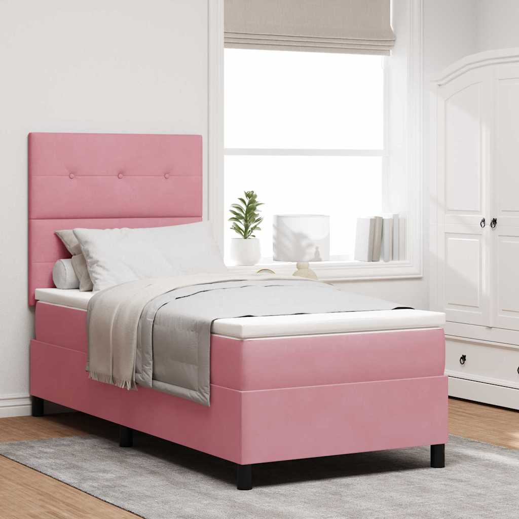 Bäddfjäder med huvudgavel Rosa 100 x 200 cm Sammet